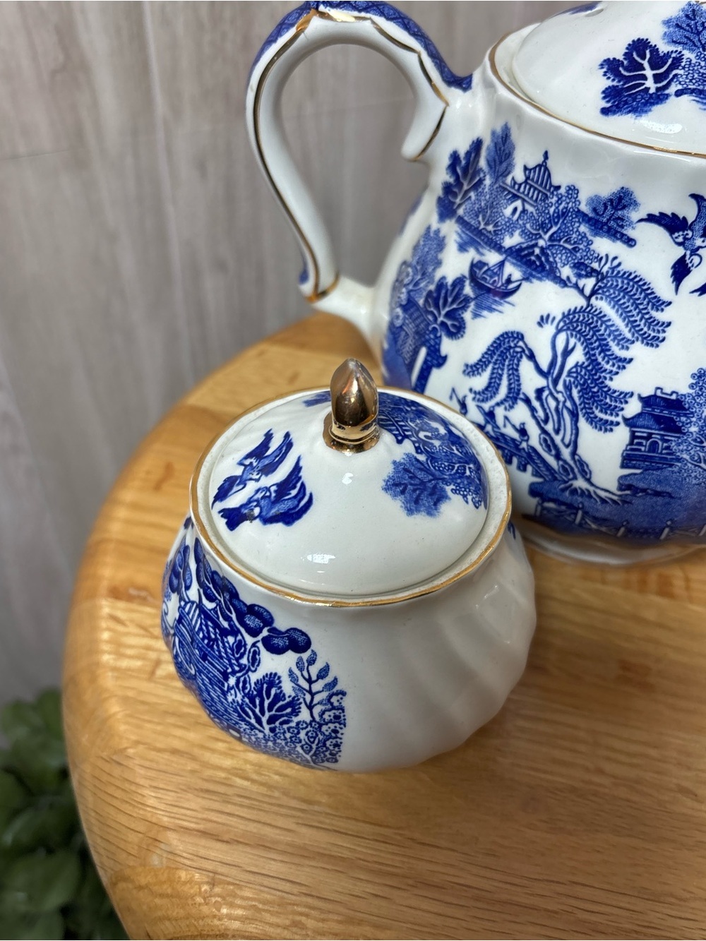 Vintage Sadler Blue Willow Musical Teapot Set Made in England Rare Find - Picture 6 of 8